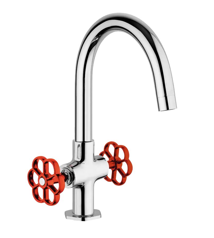 photo MELANGEUR LAVABO INDUSS CHROME ROUGE