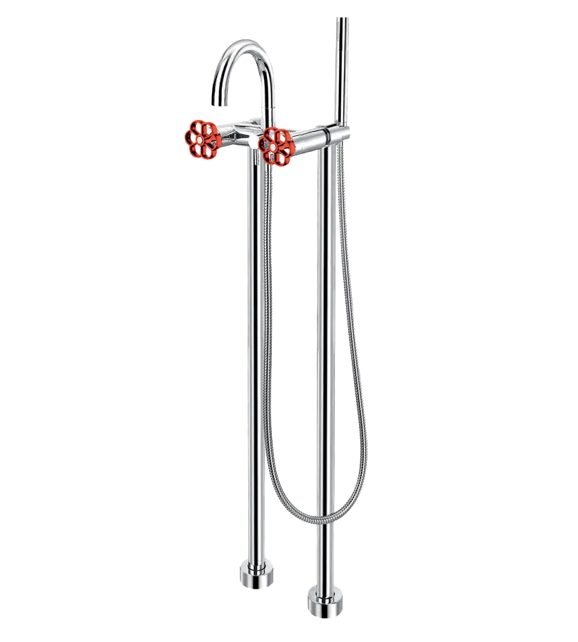 photo 1 Melangeur Bain Douche Sur Pieds Induss Chrome Rouge - GMCR8116RO