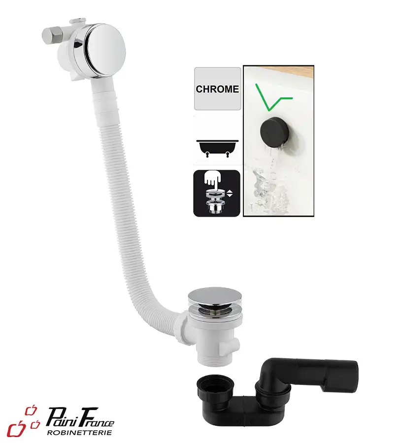 photo 1 Vidage De Baignoire Avec Remplissage Par Le Trop Plein Et Fermeture Clic-clac Finition Chrome - VR2611CR